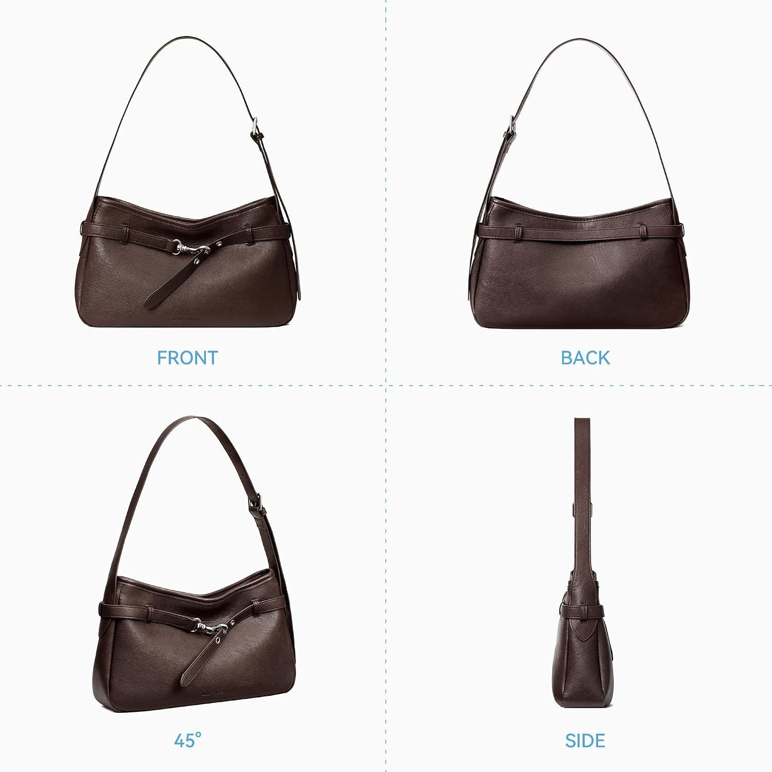 image:imageBOSTANTEN Medium Vegan Leather Shoulder Handbag for Women Vintage Lightweight Hobo Purse with Adjustable Wide Strap for WorkCoffee