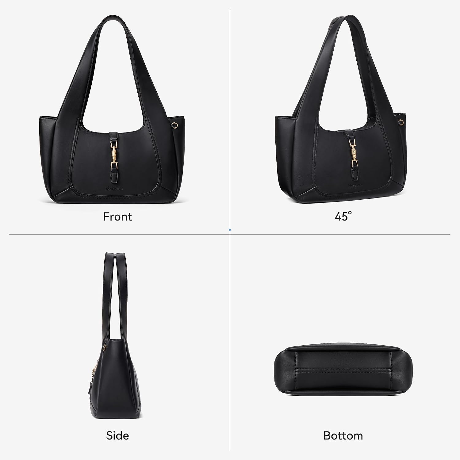 image:imageBOSTANTEN Vintage Shoulder Bag for Women Suede Leather Tote Bag Ladies Lightweight Dumpling Handbag for Work Date TravelVegan Leather Black