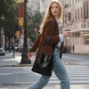 image:imageBOSTANTEN Bucket Bag Soft Vegan Leather Purses for Women Trendy Shoulder Handbags with Separate PouchBlack
