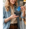 image:imageBOSTANTEN Credit Card Holder RFID Leather Small Wallets Woman Accordion Zipper Card Wallet BeigeBlack