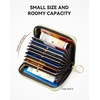 image:imageBOSTANTEN Credit Card Holder RFID Leather Small Wallets Woman Accordion Zipper Card Wallet BeigeGrass Green