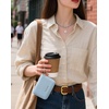image:imageBOSTANTEN Credit Card Holder RFID Leather Small Wallets Woman Accordion Zipper Card Wallet BeigeSky Blue