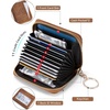 image:imageBOSTANTEN Credit Card Holder Wallet RFID Blocking Leather Small Wallet for Women Zipper Keychain Wallet with Wristlet BlackBrown