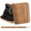 image:imageBOSTANTEN Credit Card Holder Wallet RFID Blocking Leather Small Wallet for Women Zipper Keychain Wallet with Wristlet BlackCamel