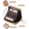 image:imageBOSTANTEN Credit Card Holder Wallet RFID Blocking Leather Small Wallet for Women Zipper Keychain Wallet with Wristlet BlackCamel
