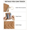 image:imageBOSTANTEN Credit Card Holder Wallet RFID Blocking Leather Small Wallet for Women Zipper Keychain Wallet with Wristlet BlackCamel