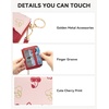 image:imageBOSTANTEN Credit Card Holder Wallet RFID Blocking Leather Small Wallet for Women Zipper Keychain Wallet with Wristlet BlackCherry Print