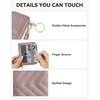 image:imageBOSTANTEN Credit Card Holder Wallet RFID Blocking Leather Small Wallet for Women Zipper Keychain Wallet with Wristlet BlackPurple