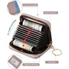 image:imageBOSTANTEN Credit Card Holder Wallet RFID Blocking Leather Small Wallet for Women Zipper Keychain Wallet with Wristlet BlackPurple