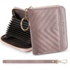 image:imageBOSTANTEN Credit Card Holder Wallet RFID Blocking Leather Small Wallet for Women Zipper Keychain Wallet with Wristlet BlackPurple