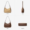 image:imageBOSTANTEN Crescent Shoulder Bag DualTexture Vegan Leather Purses for Women Retro Cross body handbag with Detachable StrapApricot With Coffee