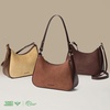image:imageBOSTANTEN Crescent Shoulder Bag DualTexture Vegan Leather Purses for Women Retro Cross body handbag with Detachable StrapApricot With Coffee