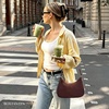 image:imageBOSTANTEN Crescent Shoulder Bag DualTexture Vegan Leather Purses for Women Retro Cross body handbag with Detachable StrapCoffee