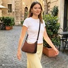image:imageBOSTANTEN Crescent Shoulder Bag DualTexture Vegan Leather Purses for Women Retro Cross body handbag with Detachable StrapCoffee With Brown