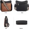 image:imageBOSTANTEN Crossbody Bags for Women Trendy Vegan Leather Hobo Purses Shoulder Handbags Wide Shoulder StrapA12black With Brown