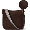 image:imageBOSTANTEN Crossbody Bags for Women Trendy Vegan Leather Hobo Purses Shoulder Handbags Wide Shoulder StrapSuede Coffee