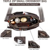 image:imageBOSTANTEN Crossbody Purse for Women Triple Zip Cell Phone Leather Handbag with Colored Shoulder StrapCoffee