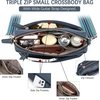 image:imageBOSTANTEN Crossbody Purse for Women Triple Zip Cell Phone Leather Handbag with Colored Shoulder StrapNavy Blue