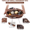 image:imageBOSTANTEN Crossbody Purse for Women Triple Zip Cell Phone Leather Handbag with Colored Shoulder StrapP01beige With Brown
