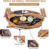 image:imageBOSTANTEN Crossbody Purse for Women Triple Zip Cell Phone Leather Handbag with Colored Shoulder StrapP02camel Brown