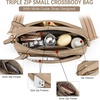image:imageBOSTANTEN Crossbody Purse for Women Triple Zip Cell Phone Leather Handbag with Colored Shoulder StrapP03light Brown