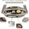 image:imageBOSTANTEN Crossbody Purse for Women Triple Zip Cell Phone Leather Handbag with Colored Shoulder StrapP05grey