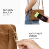 image:imageBOSTANTEN Crossbody Purse for Women Triple Zip Cell Phone Leather Handbag with Colored Shoulder StrapSuede Brown