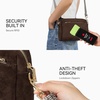image:imageBOSTANTEN Crossbody Purse for Women Triple Zip Cell Phone Leather Handbag with Colored Shoulder StrapSuede Coffee