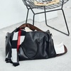 image:imageBOSTANTEN Genuine Leather Travel Weekender Overnight Duffel Bag Gym Sports Luggage Tote Duffle Bags for Men Medium 185X925X1050Ablack