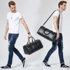 image:imageBOSTANTEN Genuine Leather Travel Weekender Overnight Duffel Bag Gym Sports Luggage Tote Duffle Bags for Men Medium 185X925X1050Ablack