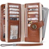 image:imageBOSTANTEN Leather Wallet for Women RFID Blocking Zip Around Credit Cards Holder Phone Clutch1ABeigeBrown
