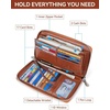 image:imageBOSTANTEN Leather Wallet for Women RFID Blocking Zip Around Credit Cards Holder Phone ClutchBbrown