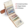 image:imageBOSTANTEN Leather Wallets for Women Large RFID Blocking Slim Bifold Purse Card Holder with Zipper Pocket Black0beigebrown