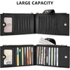 image:imageBOSTANTEN Leather Wallets for Women Large RFID Blocking Slim Bifold Purse Card Holder with Zipper Pocket Black2Black