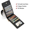 image:imageBOSTANTEN Leather Wallets for Women Large RFID Blocking Slim Bifold Purse Card Holder with Zipper Pocket Black2Black