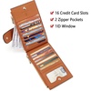 image:imageBOSTANTEN Leather Wallets for Women Large RFID Blocking Slim Bifold Purse Card Holder with Zipper Pocket Black2Brown