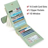 image:imageBOSTANTEN Leather Wallets for Women Large RFID Blocking Slim Bifold Purse Card Holder with Zipper Pocket Black2Green