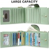image:imageBOSTANTEN Leather Wallets for Women Large RFID Blocking Slim Bifold Purse Card Holder with Zipper Pocket Black2Green
