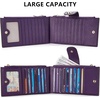 image:imageBOSTANTEN Leather Wallets for Women Large RFID Blocking Slim Bifold Purse Card Holder with Zipper Pocket Black2Purple