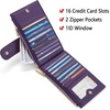 image:imageBOSTANTEN Leather Wallets for Women Large RFID Blocking Slim Bifold Purse Card Holder with Zipper Pocket Black2Purple