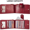 image:imageBOSTANTEN Leather Wallets for Women Large RFID Blocking Slim Bifold Purse Card Holder with Zipper Pocket Black5WineRed