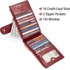 image:imageBOSTANTEN Leather Wallets for Women Large RFID Blocking Slim Bifold Purse Card Holder with Zipper Pocket Black5WineRed