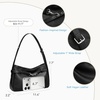 image:imageBOSTANTEN Medium Vegan Leather Shoulder Handbag for Women Vintage Lightweight Hobo Purse with Adjustable Wide Strap for WorkBlack
