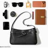 image:imageBOSTANTEN Medium Vegan Leather Shoulder Handbag for Women Vintage Lightweight Hobo Purse with Adjustable Wide Strap for WorkBlack