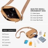 image:imageBOSTANTEN Quilted Crossbody Bags for Women Vegan Leather Purses Shoulder Handbags with Wide StrapCamel Brown