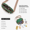 image:imageBOSTANTEN Quilted Crossbody Bags for Women Vegan Leather Purses Shoulder Handbags with Wide StrapGreen With Brown