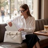 image:imageBOSTANTEN Satchel Bags for Women Vegan Leather Structured Tote Handbag Trendy Top Handle Bag with Removable StrapWhite