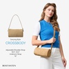 image:imageBOSTANTEN Shoulder Bag for Women Suede Leather Handbags Crossbody Purse Vintage Barrel Bag with 2 Adjustable StrapBeige