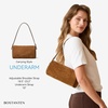 image:imageBOSTANTEN Shoulder Bag for Women Suede Leather Handbags Crossbody Purse Vintage Barrel Bag with 2 Adjustable StrapBrown