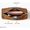 image:imageBOSTANTEN Shoulder Bag for Women Suede Leather Handbags Crossbody Purse Vintage Barrel Bag with 2 Adjustable StrapBrown